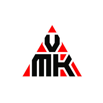 VMK triangle letter logo design with triangle shape. VMK triangle logo design monogram. VMK triangle vector logo template with red color. VMK triangular logo Simple, Elegant, and Luxurious Logo. VMK 