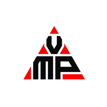 VMP triangle letter logo design with triangle shape. VMP triangle logo design monogram. VMP triangle vector logo template with red color. VMP triangular logo Simple, Elegant, and Luxurious Logo. VMP 