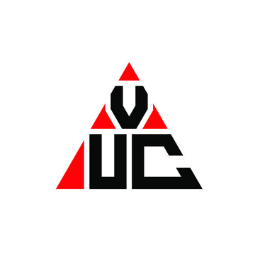 VUC triangle letter logo design with triangle shape. VUC triangle logo design monogram. VUC triangle vector logo template with red color. VUC triangular logo Simple, Elegant, and Luxurious Logo. VUC 