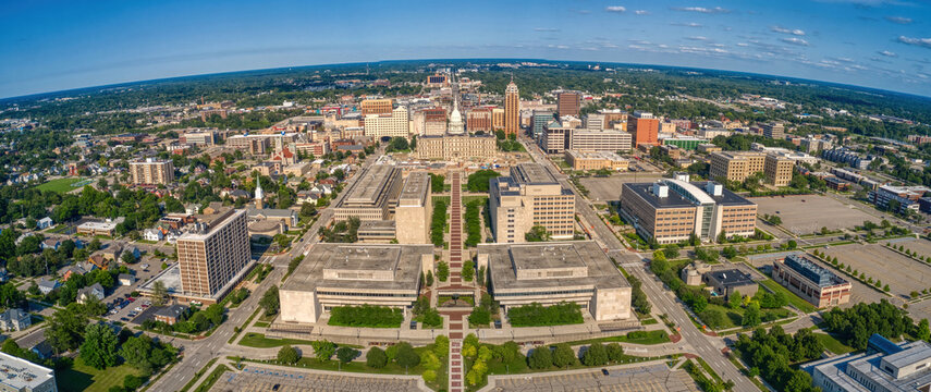 Aerial View of Downtown Lansing, Michigan during Summer