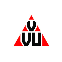VVU triangle letter logo design with triangle shape. VVU triangle logo design monogram. VVU triangle vector logo template with red color. VVU triangular logo Simple, Elegant, and Luxurious Logo. VVU 
