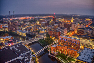 Aerial View of Downtown Lansing, Michigan during Summer