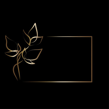 golden frame flowers for decorative design. Golden border design. Spring wedding invitation. Vector illustration. Stock image.