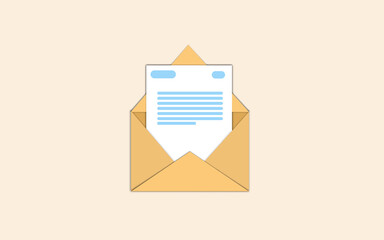 Envelope with letter inside the brown envelope. mailing concept 