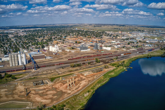 Aerial View Of Williston In The Bakken Oil Fields Of North Dakota