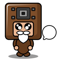vector cartoon character sound bearded cute mascot costume doodle speaker with chat bubbles