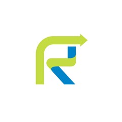 R or FR  letter arrow icon vector concept design web