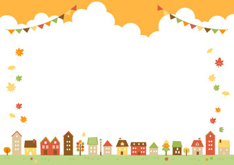 秋の住宅街風景フレーム