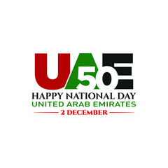 2 December; 50 National Day of United Arab Emirates. Vector Logo. Eps 08.