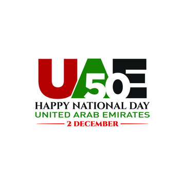 2 December; 50 National Day of United Arab Emirates. Vector Logo. Eps 08.