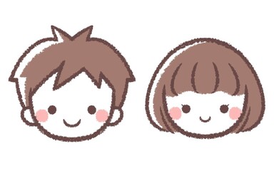 男の子と女の子の顔アイコンセット