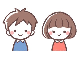 男の子と女の子の上半身アイコンセット