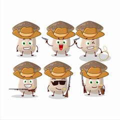 Cool cowboy shiitake cartoon character with a cute hat