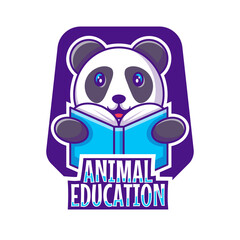 Cute Mascot Logo Cartoon Animal Education Vector Illustration