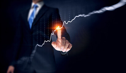 Fototapeta premium Business graph and trade monitor . Mixed media . Mixed media