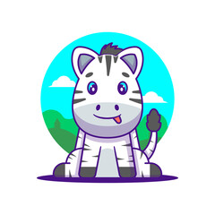 Cute Zebra Cartoon Illustration