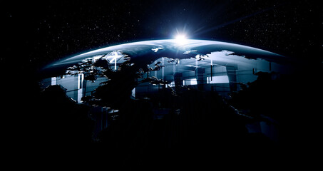 Fototapeta premium Global technologies concept. Elements of the image furnished by NASA . Mixed media . Mixed media