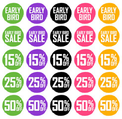 Set Sale banners design template, discount tags, grunge brush, vector illustration