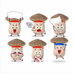 Mascot design style of shiitake character as an attractive supporter