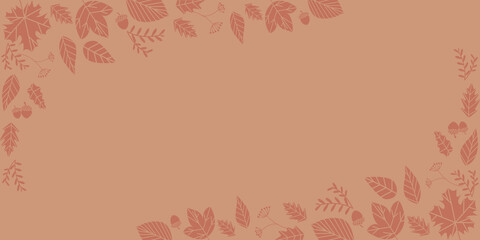 Autumn wallpaper illustration. Autumn leaves decoration on color background. Simple background for autumn event, banner, graphics design. vector illustration.