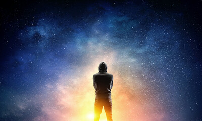 Obraz premium Silhouette of man in hoody