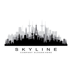Obraz premium City Skyline,Skyscraper for Urban Real Estate Building Logo Design Vector
