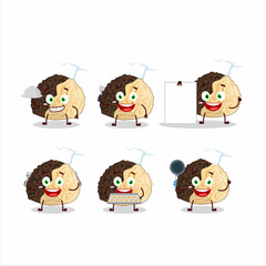 Cartoon character of truffle with various chef emoticons