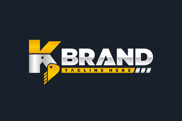 typography letter K excavator logo