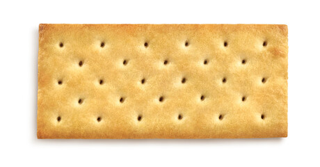 Single rectangular butter biscuit isolated on white. Top view.