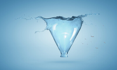Water splash out of glass bottle