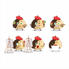 Artistic Artist of truffle cartoon character painting with a brush