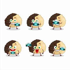 Photographer profession emoticon with truffle cartoon character