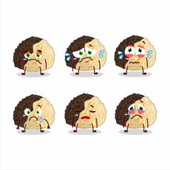 Truffle cartoon in character with sad expression
