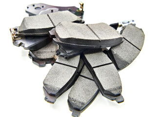 Disc brake pads on white isolated