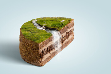 Green landscape on top of cake