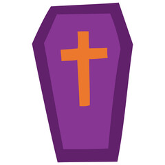 coffin hand drawn flat color icon