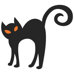 cat halloween hand drawn flat color icon