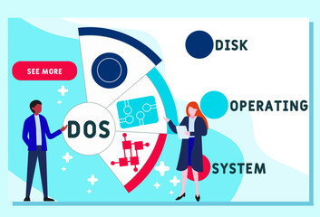 Vector website design template . DOS - Disk Operating System acronym. business concept. illustration for website banner, marketing materials, business presentation, online advertising.