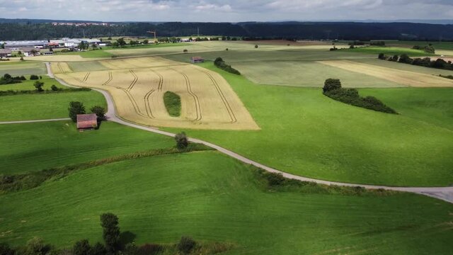 Drone shot of a rural area in southern Germany.