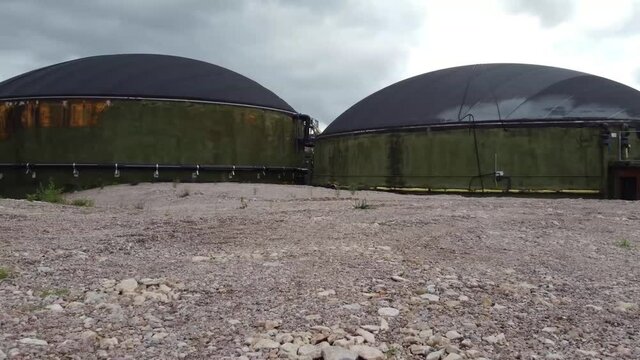 Two fermentors of a biogas plant