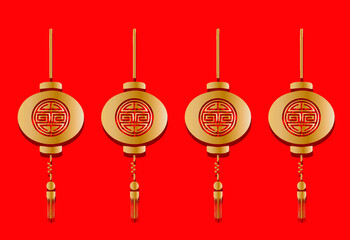Chinese ornament, with golden color on red base, which is very exclusive