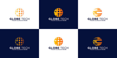 tech globe logo design collection