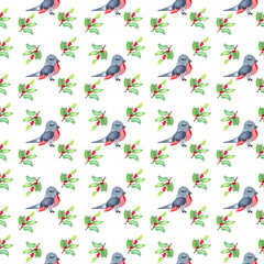Birds and mistletoe pattern.