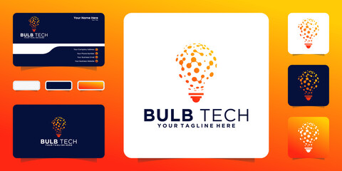 light bulb technology abstract logo and business card inspiration