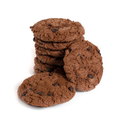 Chocolate chip cookie isolated on white background