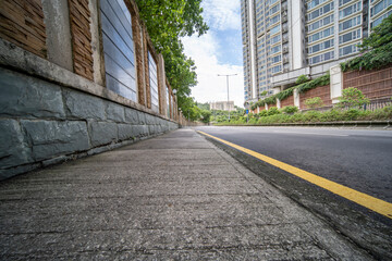 Fototapeta na wymiar Public sidewalks on city streets