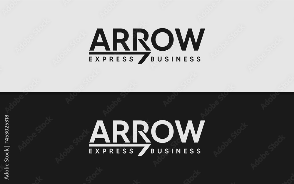 Poster Abstract Logotype with Arrow as the Main Shape. Modern Minimalist Logotype Logo Design.
