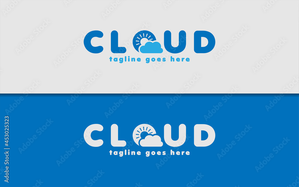 Poster abstract logotype with cloud concept. modern minimalist logo design.