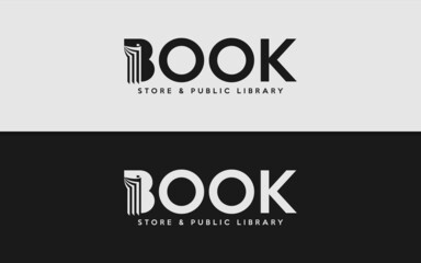 Abstract Minimalist Book Logo Design with Negative Space Concept. Logotype Vector Illustration.