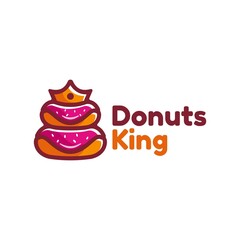 Vector Logo Illustration Donut King Simple Mascot Style.